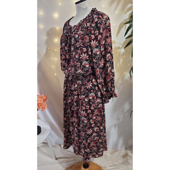 Talbots Floral Scalloped Ruffle Button Maxi Dress Womens Size LP Cottagecore - Picture 2 of 11